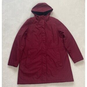 L.L Bean Winter Warmer Coat Jacket Womens Large Deep Rosewood Hooded Full Zip